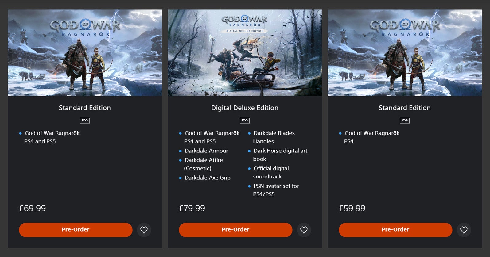 God of War Ragnarok digital editions.