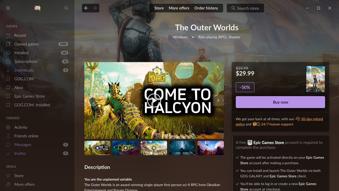 GOG Galaxy 2.0 to sell Epic Games Store titles | GamesIndustry.biz