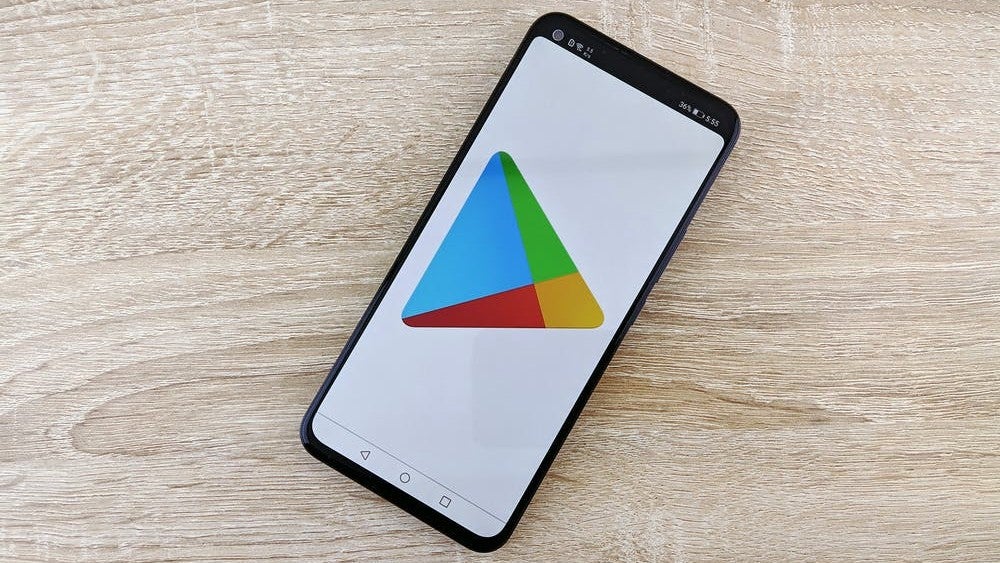 Smartphone with Google Play logo on it