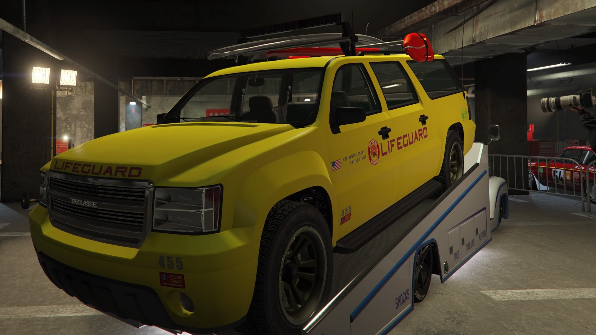GTA Online, a Declasse Lifeguard vehicle is on the Slam Van in the LS Car Meet.
