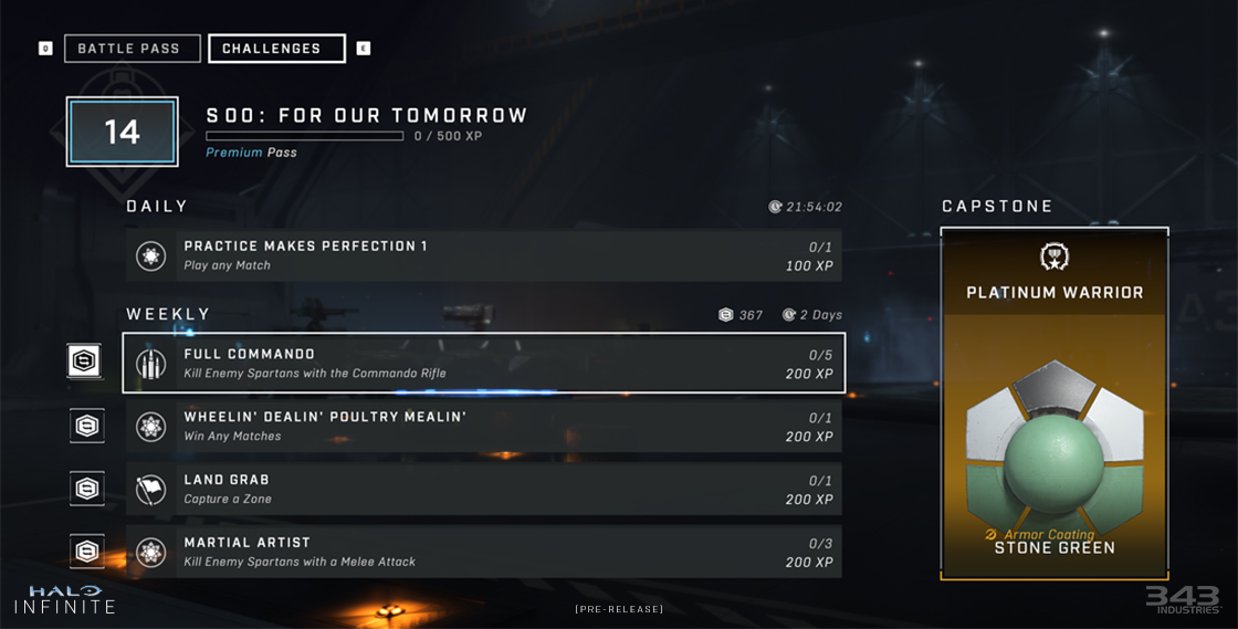 It should take a Halo Infinite player 16 18 hours before they run out of daily challenges - 67