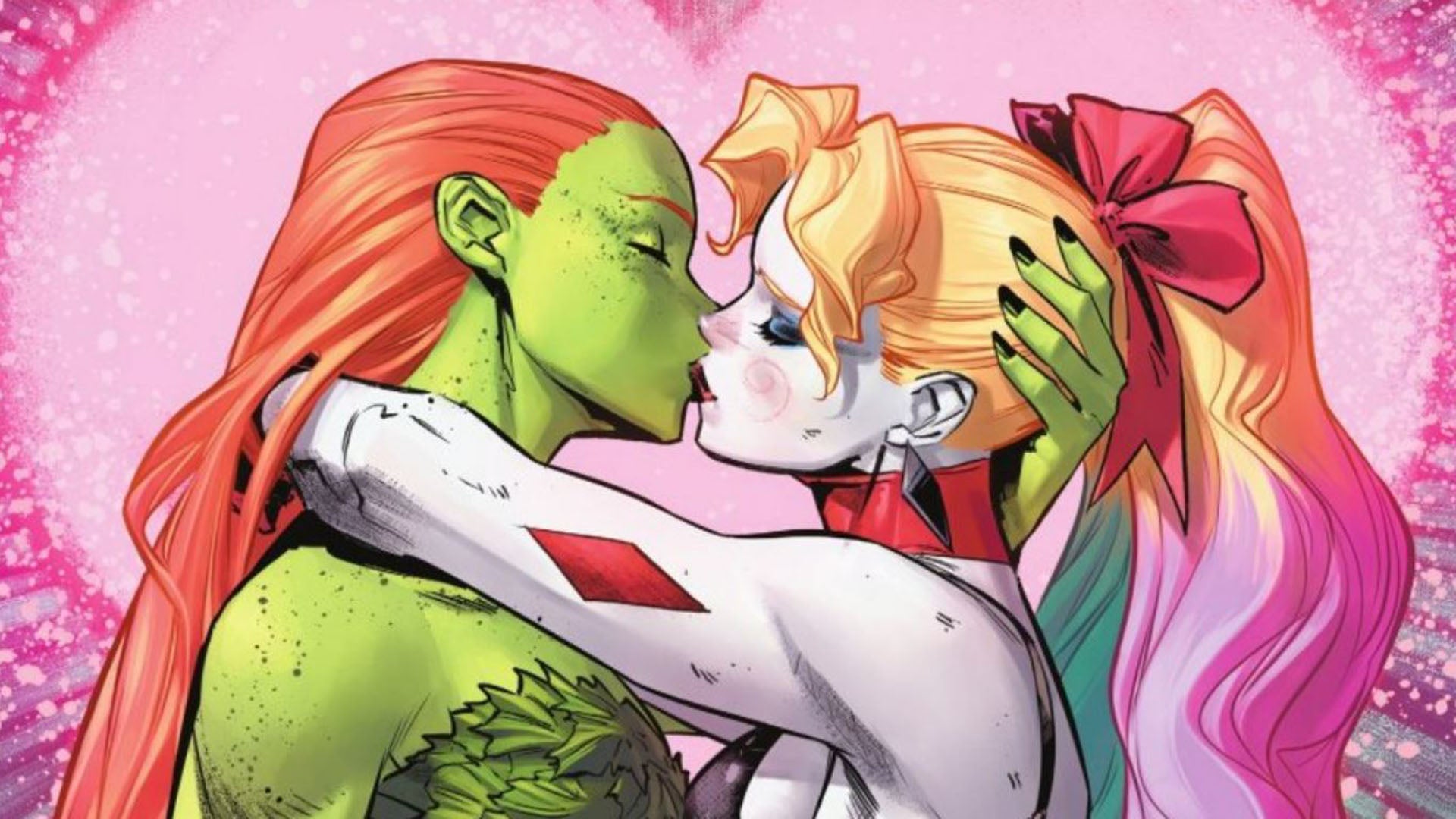 Poison Ivy and Harley Quinn kiss