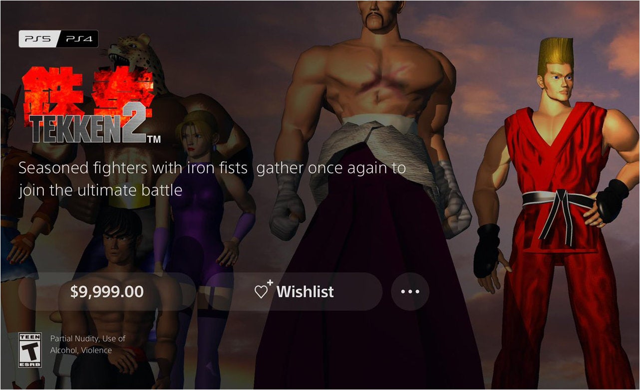 Obrazki dla Tekken 2 za 10 tysięcy dolarów. Nietypowa cena w PlayStation Store