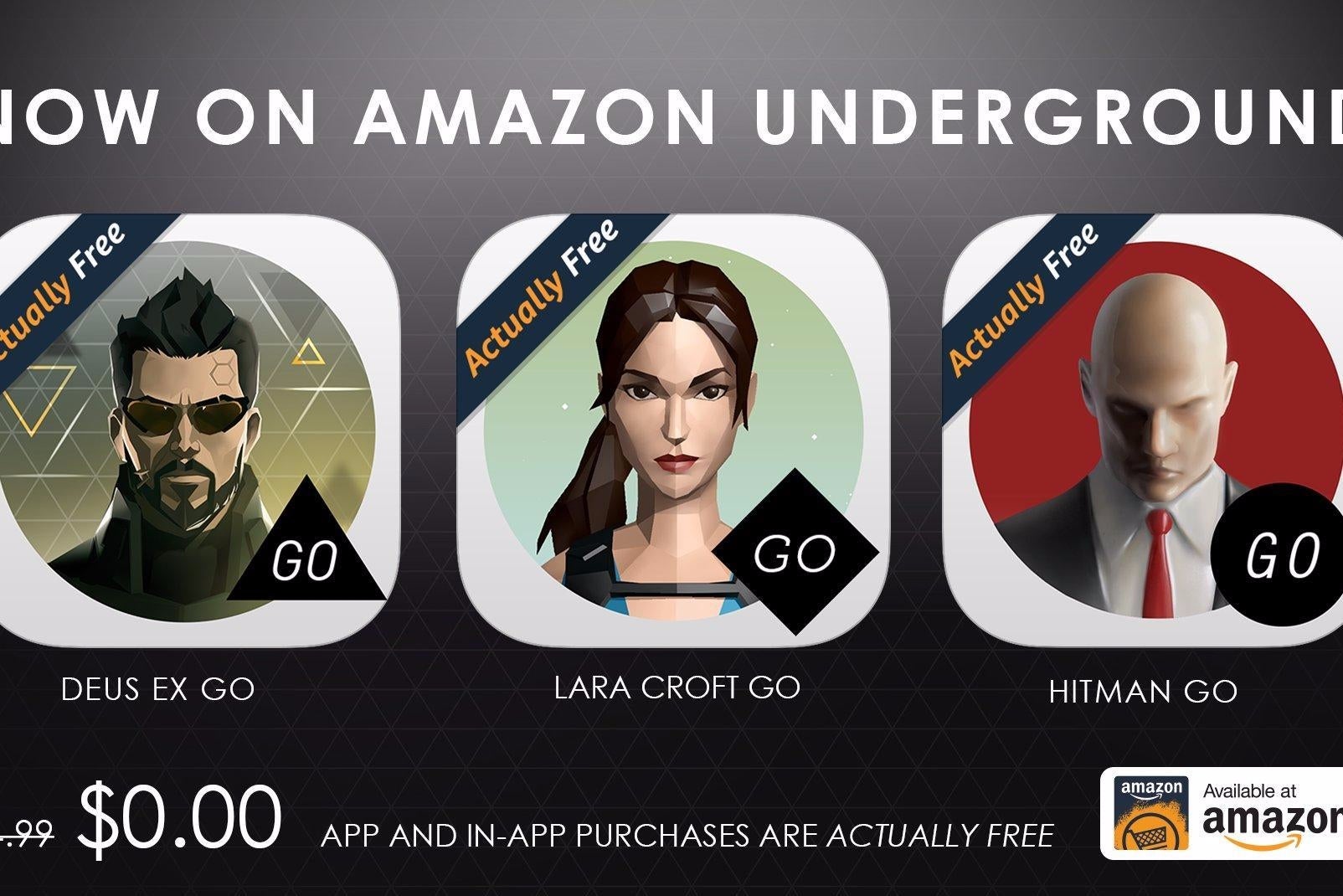 Immagine di Hitman GO Lara Croft GO e Deus EX GO sono gratuiti su Android tramite Amazon Underground