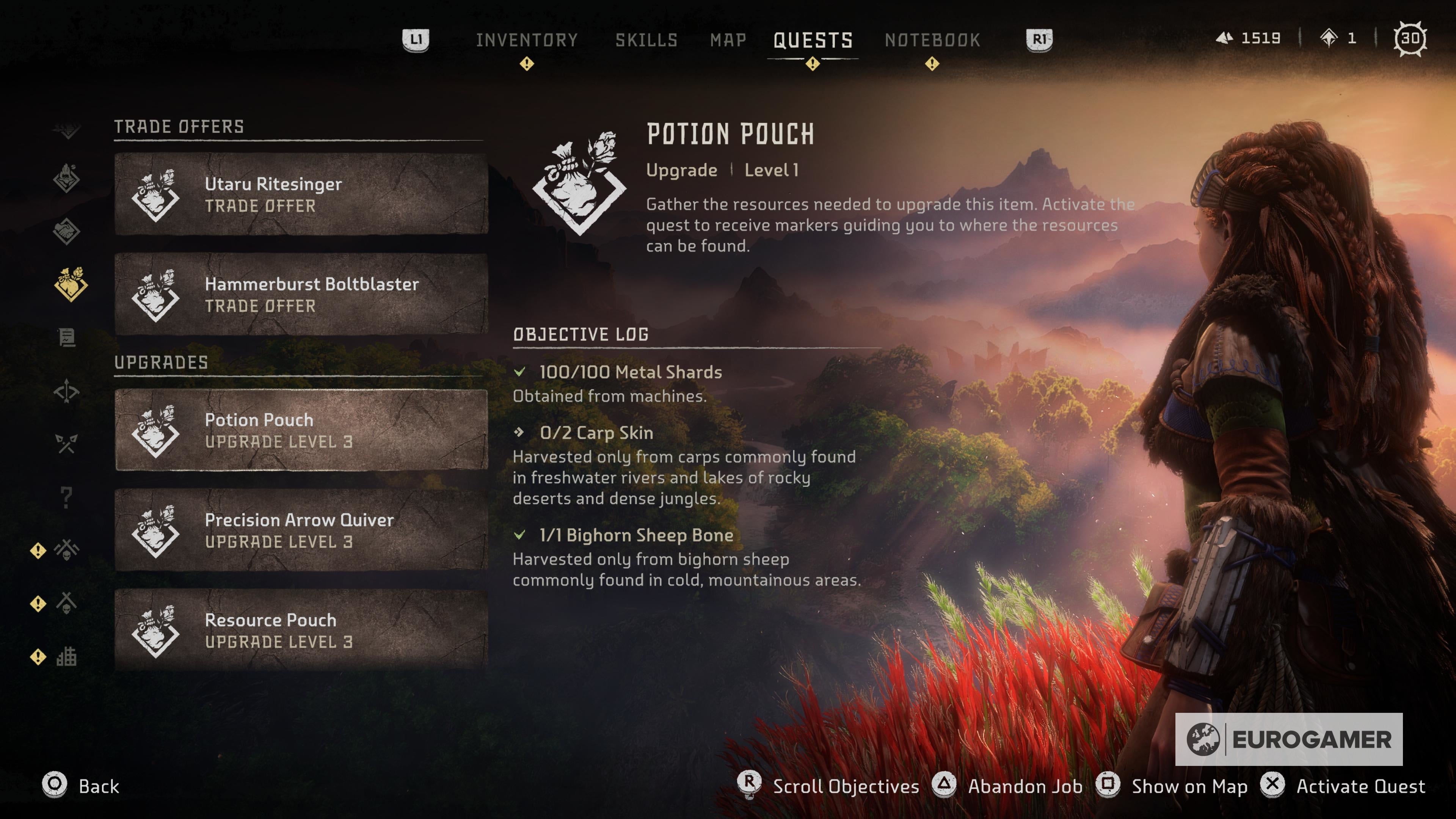 Horizon Forbidden West inventory upgrades   How to find pouch upgrade resources - 46