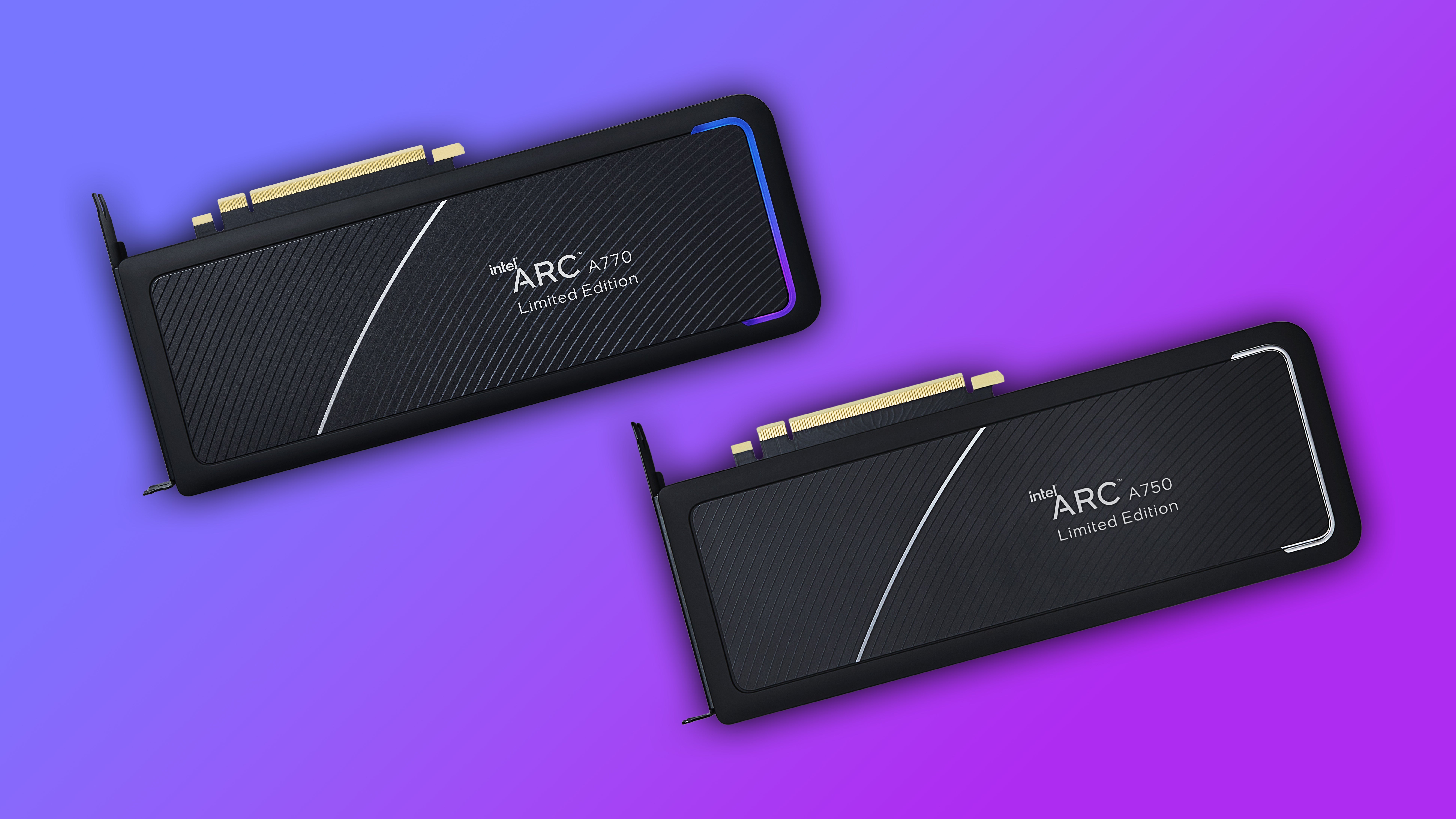 Intel arc a770和a750显卡上的彩色渐变背景
