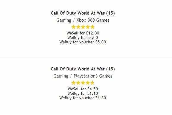Image for It didn't take long for CEX to hike the price of Call of Duty: World at War on Xbox 360