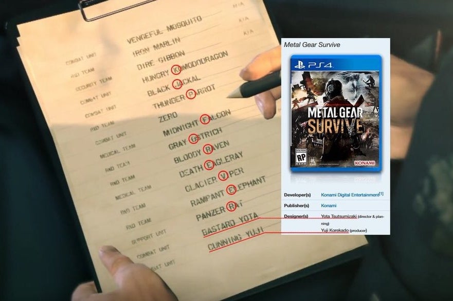 Image for It looks like Konami staff left a secret message in Metal Gear Survive