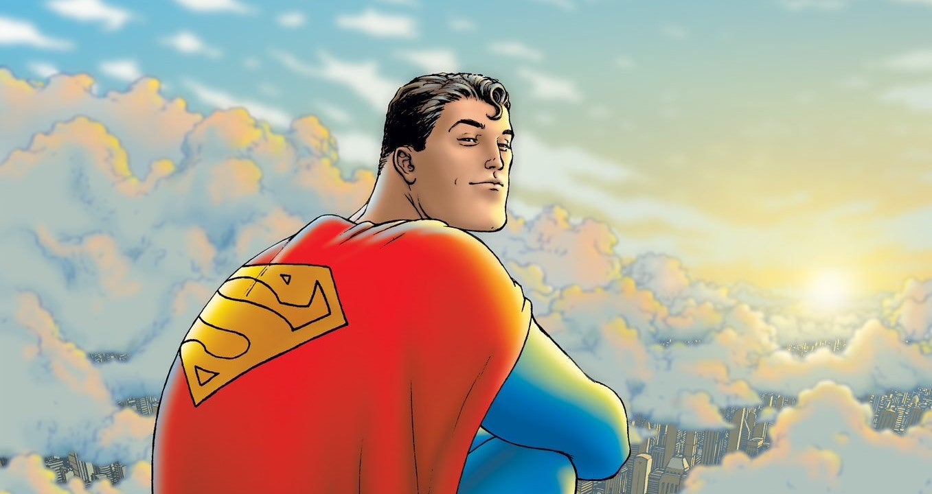 Illustration of Superman looking over his shoulder and smiling