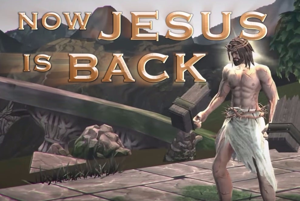 Image for Jesus beats up Buddha in the awful-looking Fight of Gods