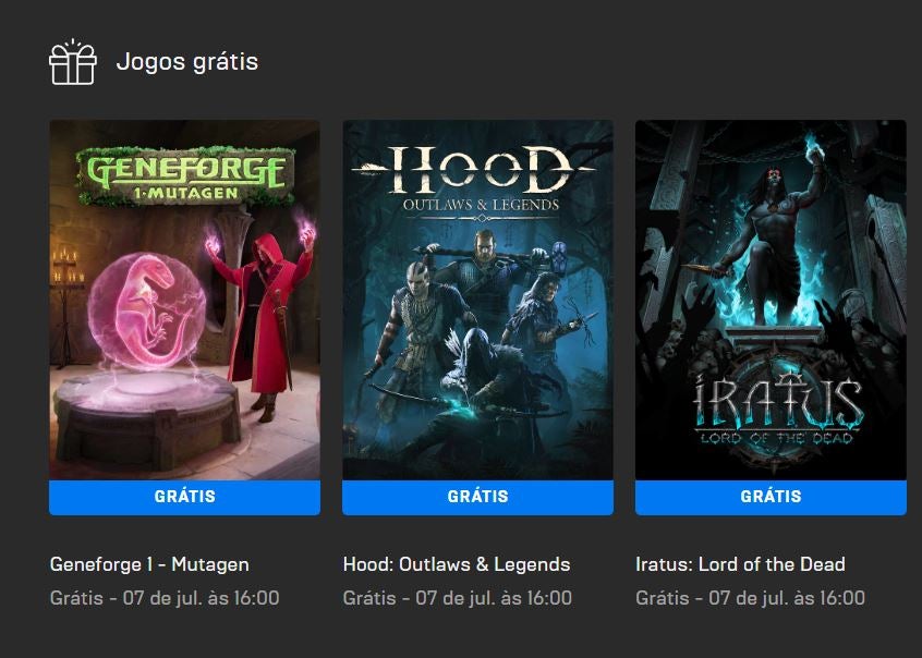 Imagem para Epic Games Store disponibiliza três novos jogos gratuitamente
