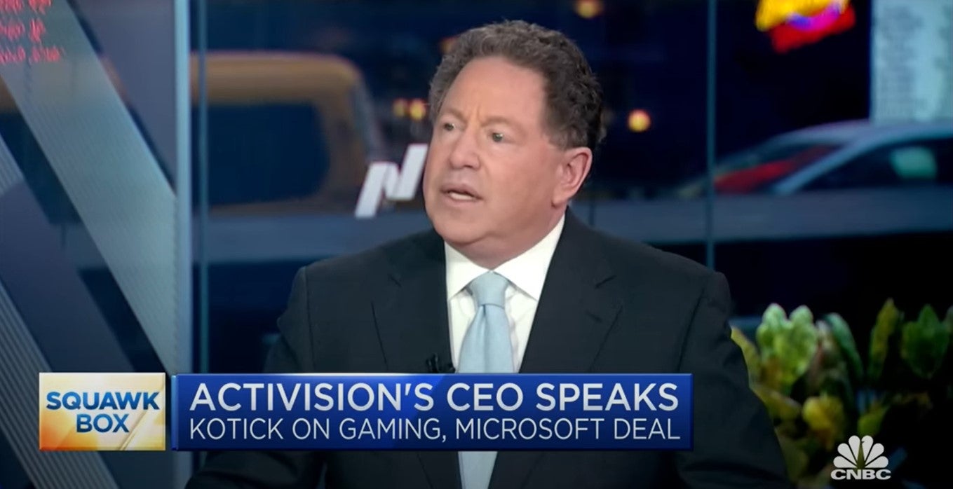 Image for Kotick on Microsoft ABK acquisition: "The FTC, CMA and EU don't know our industry"