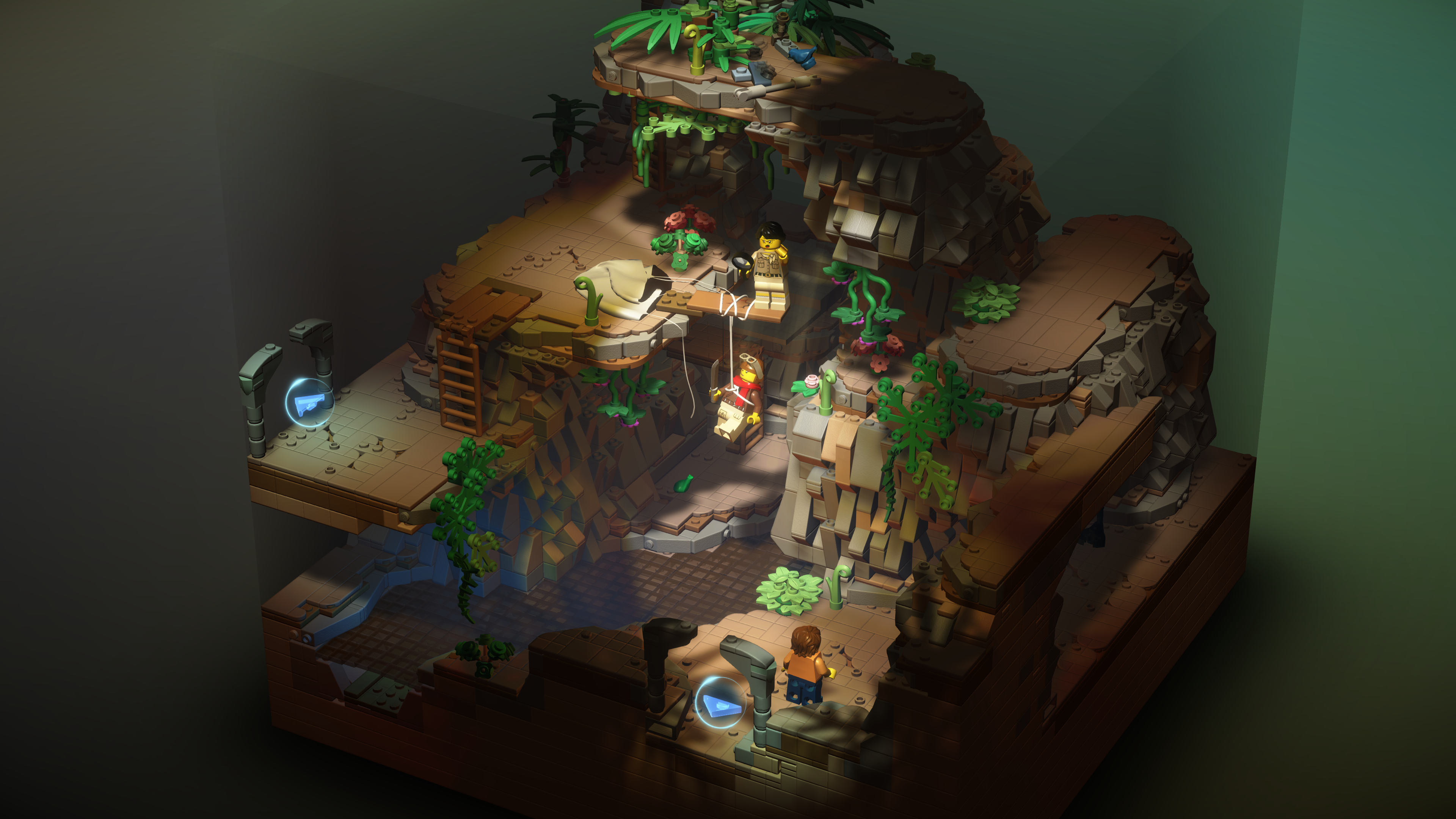 LEGO Bricktales jungle cave diorama screenshot