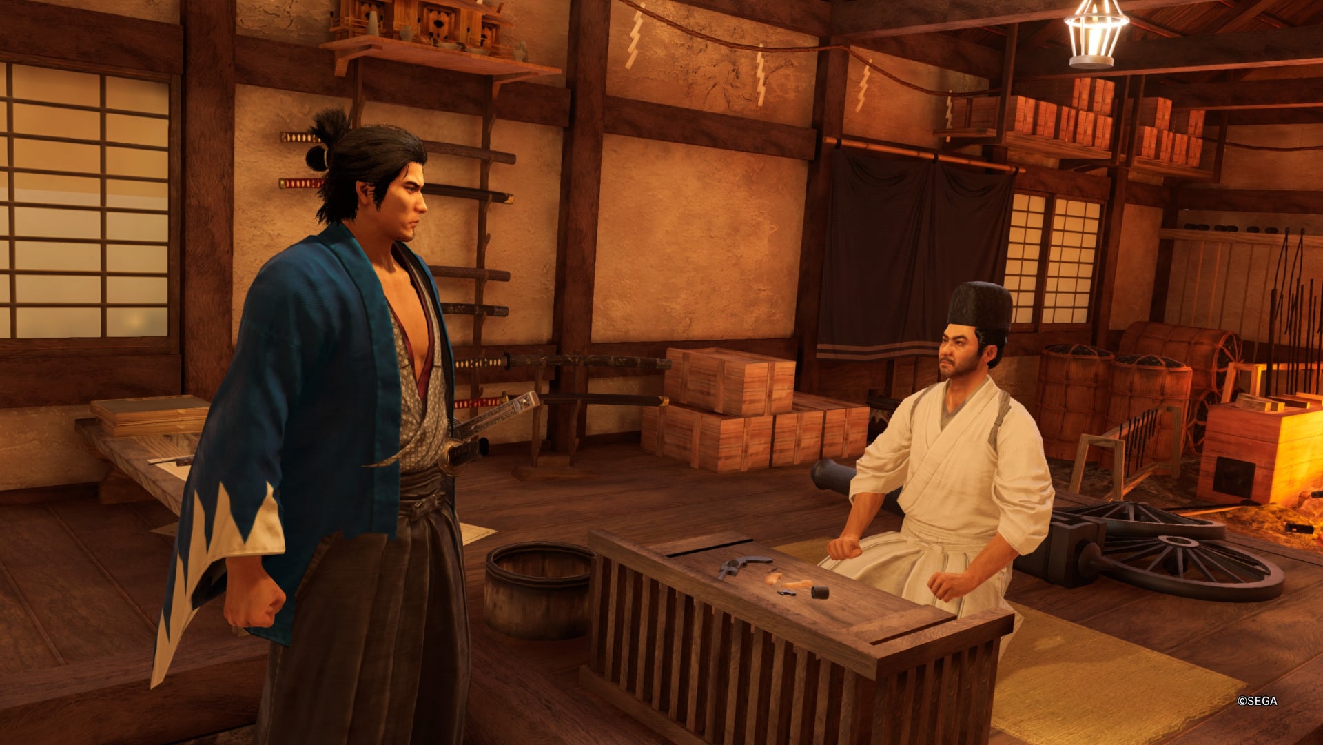 As an Ishin dragon, Ryoma faces the blacksmith in Kurogane Smithing