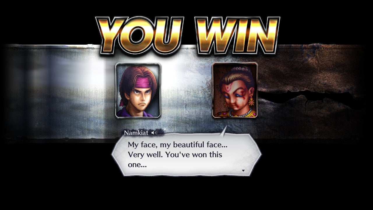 Live a Live review - a 'You Win' screen, in the style of old fighting games