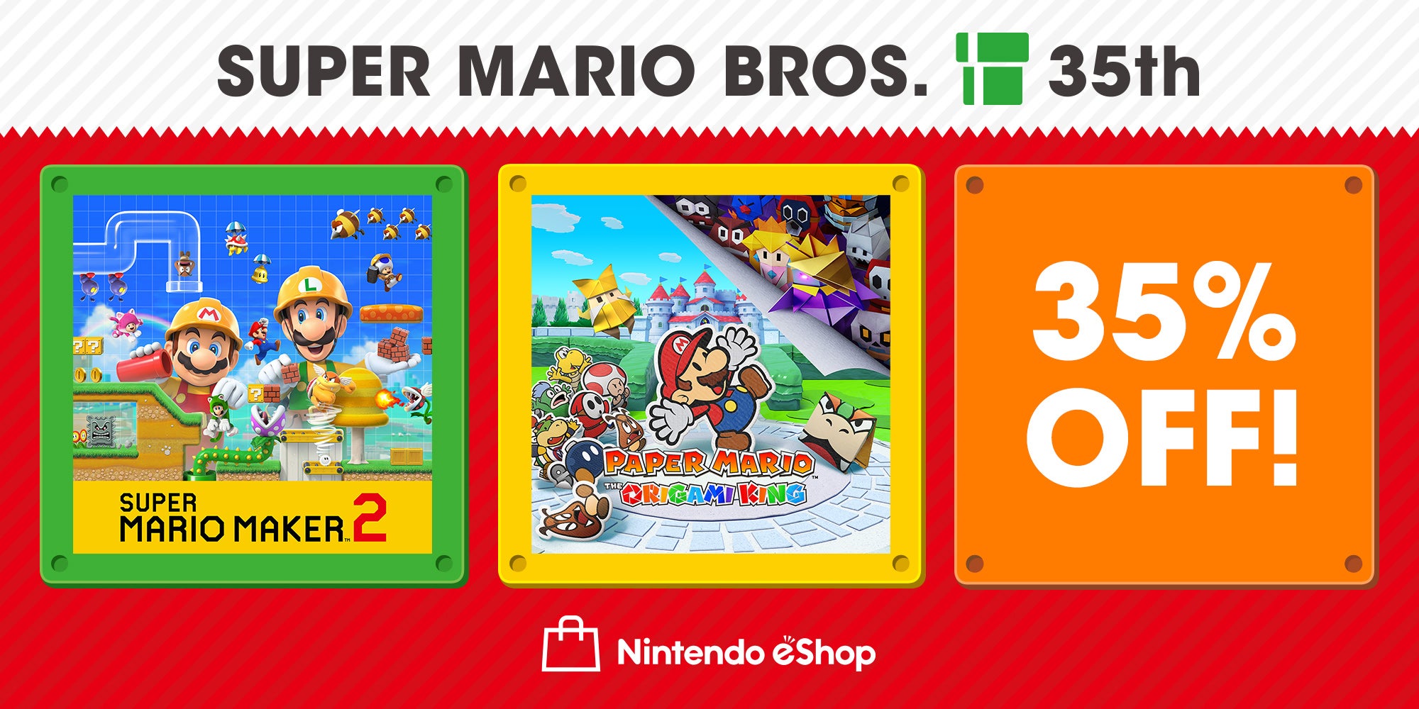 Image for Mario Maker 2 and Paper Mario: The Origami King are 35% off at the Nintendo eShop