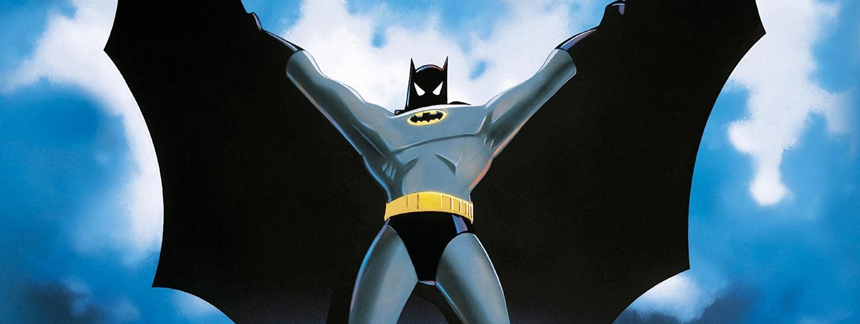 Cropped image of Batman on poster of Mask of the Phantasm