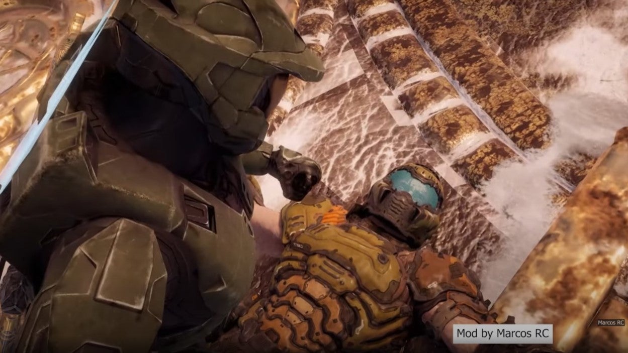 Watch Master Chief and Doomguy duke it out in God of War mod - Vimarsana News
