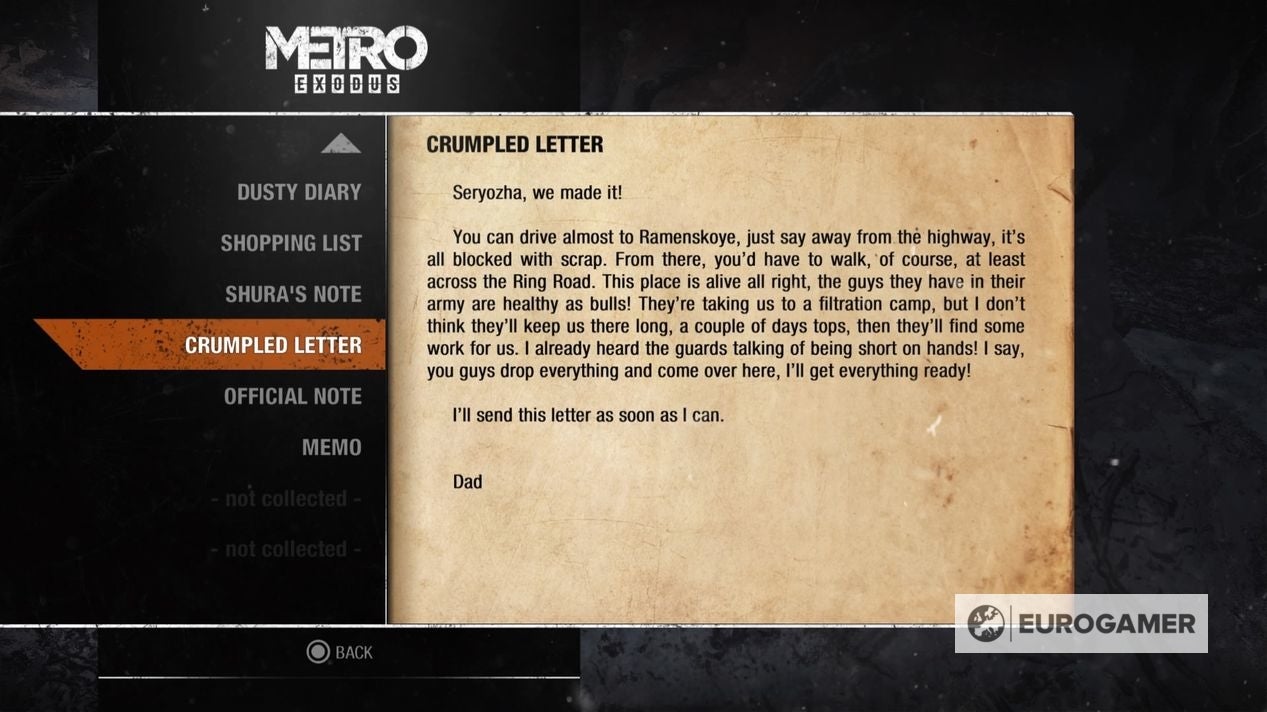 Metro Exodus Diary locations explained - 26