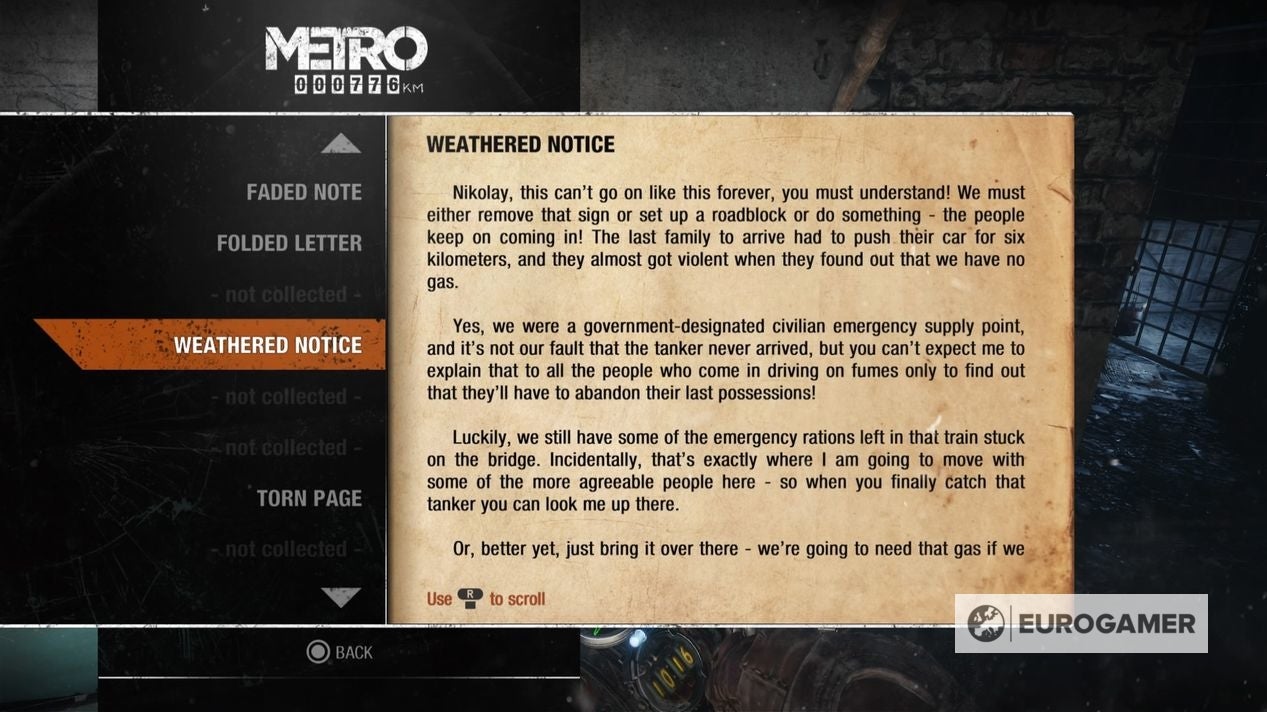 Metro Exodus Diary locations explained - 9