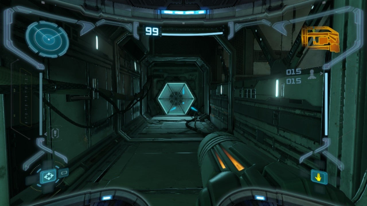 A blue door in Metroid Prime Remastered