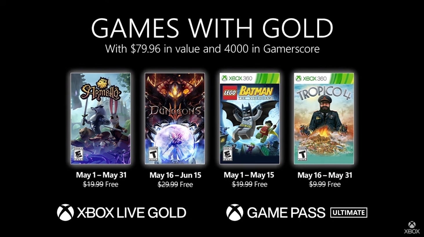 Image for May's Xbox Games with Gold titles announced