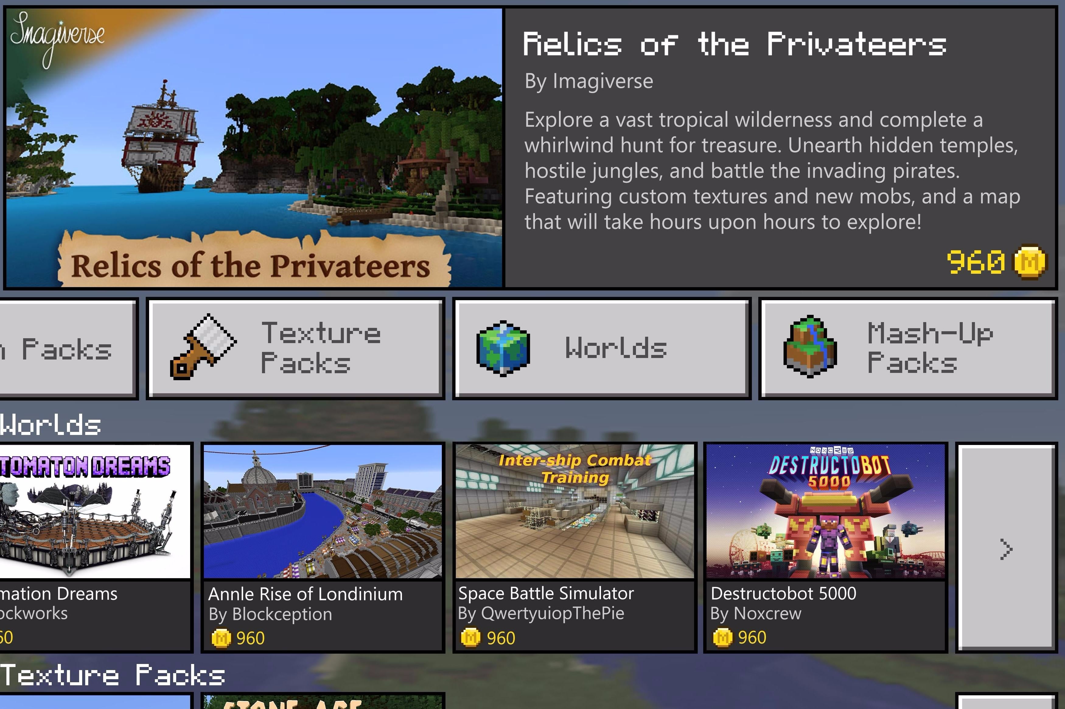 Image for Microsoft odhalil Minecraft Store s virtuální měnou