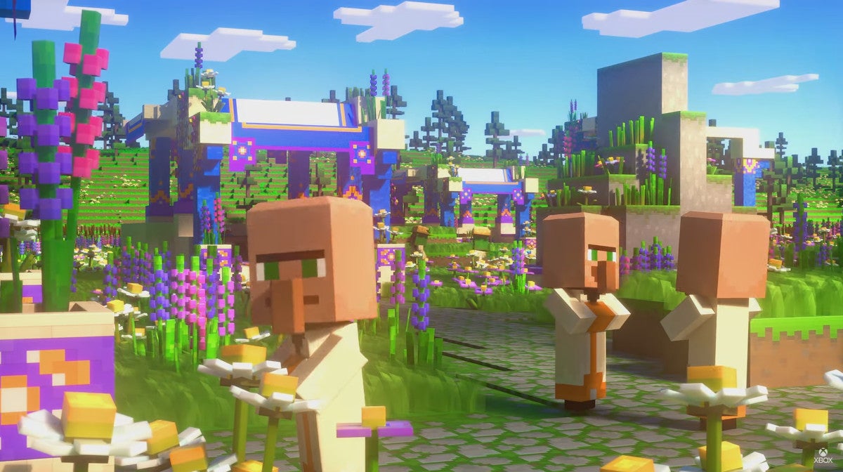 Obrazki dla Minecraft Legends na gameplayu z trybu PvP. Twórcy pokazują wielkie bitwy