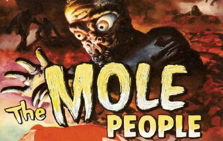 Cropped illustrated poster of The Mole People