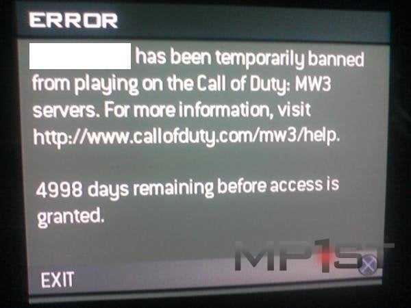 Image for Můžete dostat dočasný ban v MW3 na 14 let
