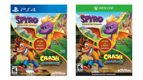Immagine di Alcuni rivenditori hanno messo a listino un bundle che include Spyro Reignited Trilogy e Crash Bandicoot N. Sane Trilogy