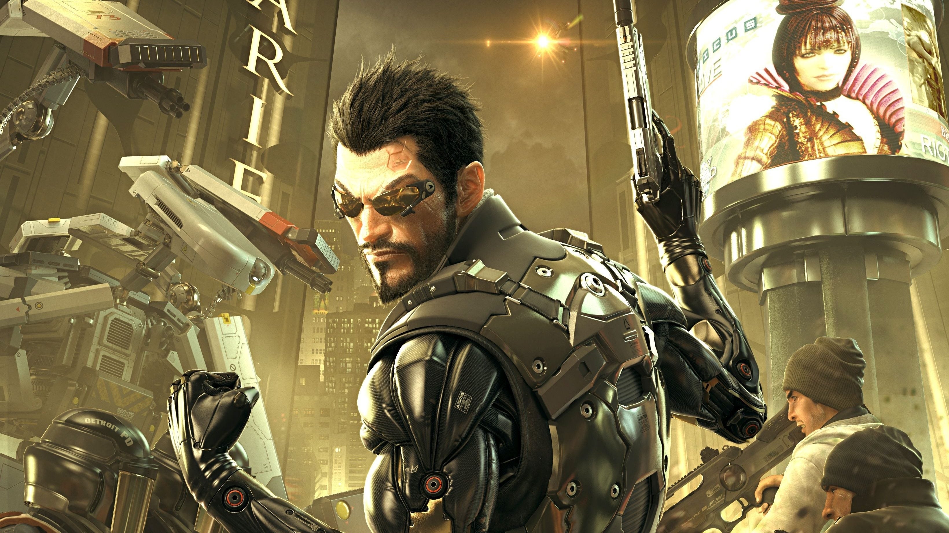 Immagine di Deus Ex accoglie Cyberpunk 2077 in una stupenda illustrazione: 'congratulazioni a CD Projekt RED!'
