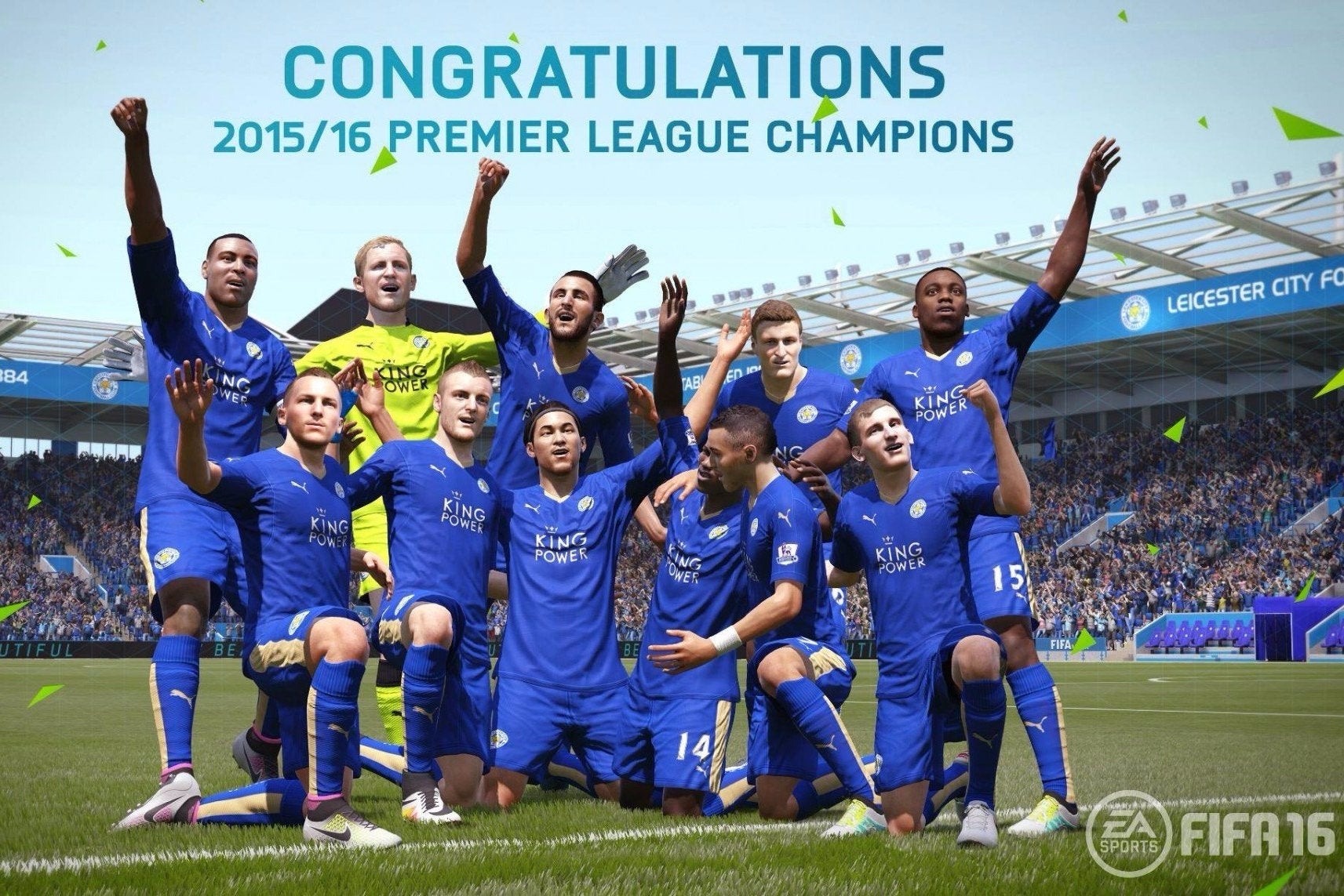 Immagine di FIFA 16, anche EA Sports celebra la vittoria della Premier League da parte del Leicester