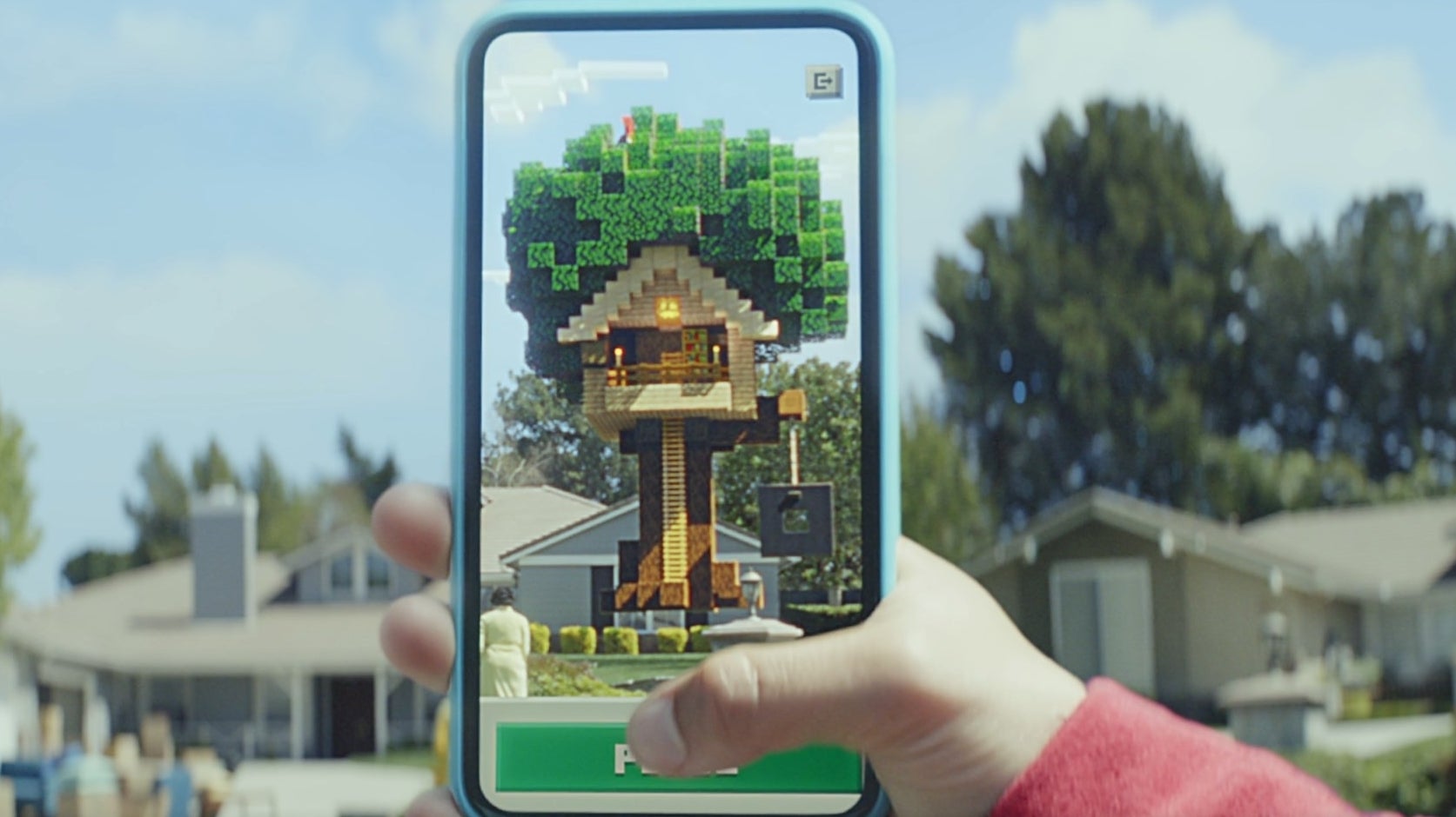 Immagine di Minecraft Earth: il gioco per mobile che utilizza la realtà aumentata si mostra nel primo video gameplay