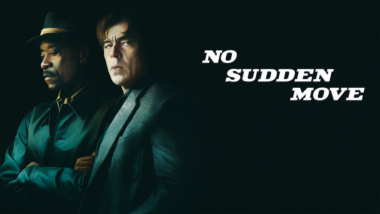 Promotional image for No Sudden Move featuring Don Cheadle and Benicio Del Toro