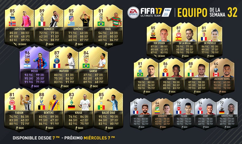 Imagen para Nuevo equipo de la semana en FIFA 17 Ultimate Team