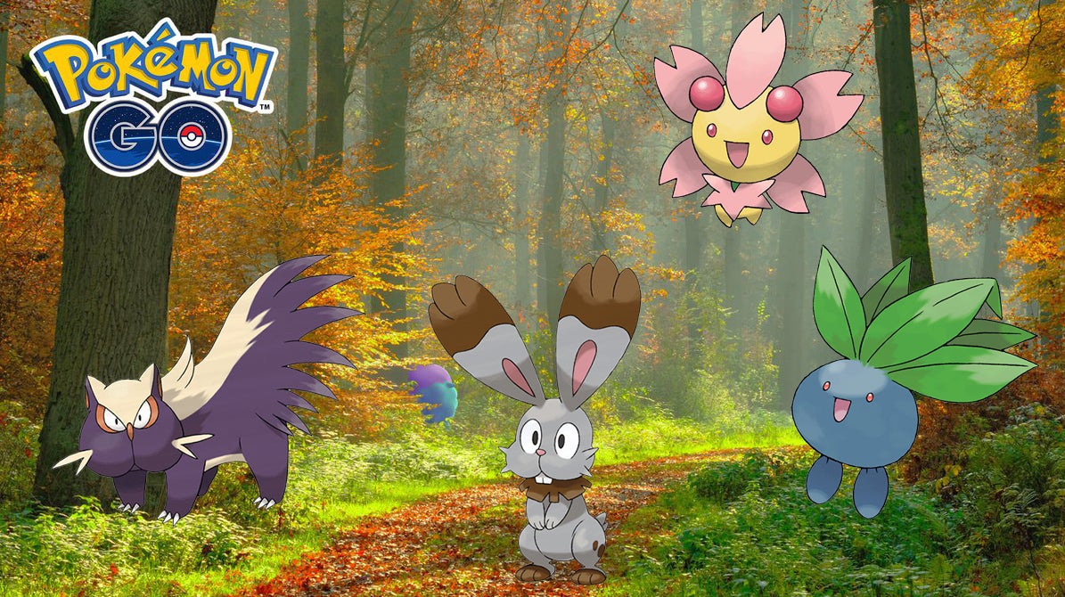 Imagem para Pokémon Go - Hora do Holofote Abril 2022 - Stunky, Bunnelby, Oddish, Sunshine Form Cherrim