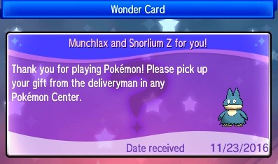 Pokémon Sun and Moon Munchlax event giveaway  how to use Mystery Gift to download Snorlax Z move Snorlium Z for free