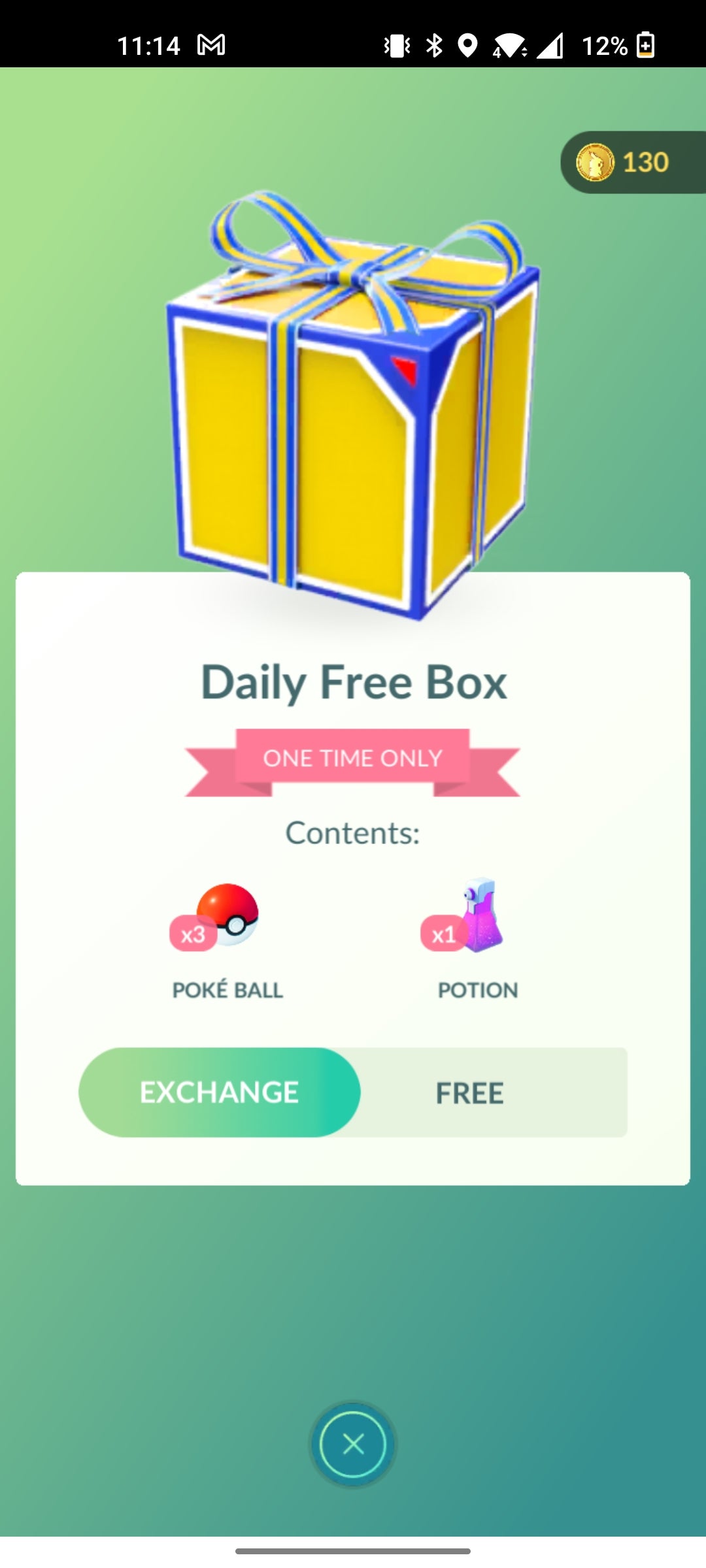 Pokémon Go Daily Free Box Incense screen