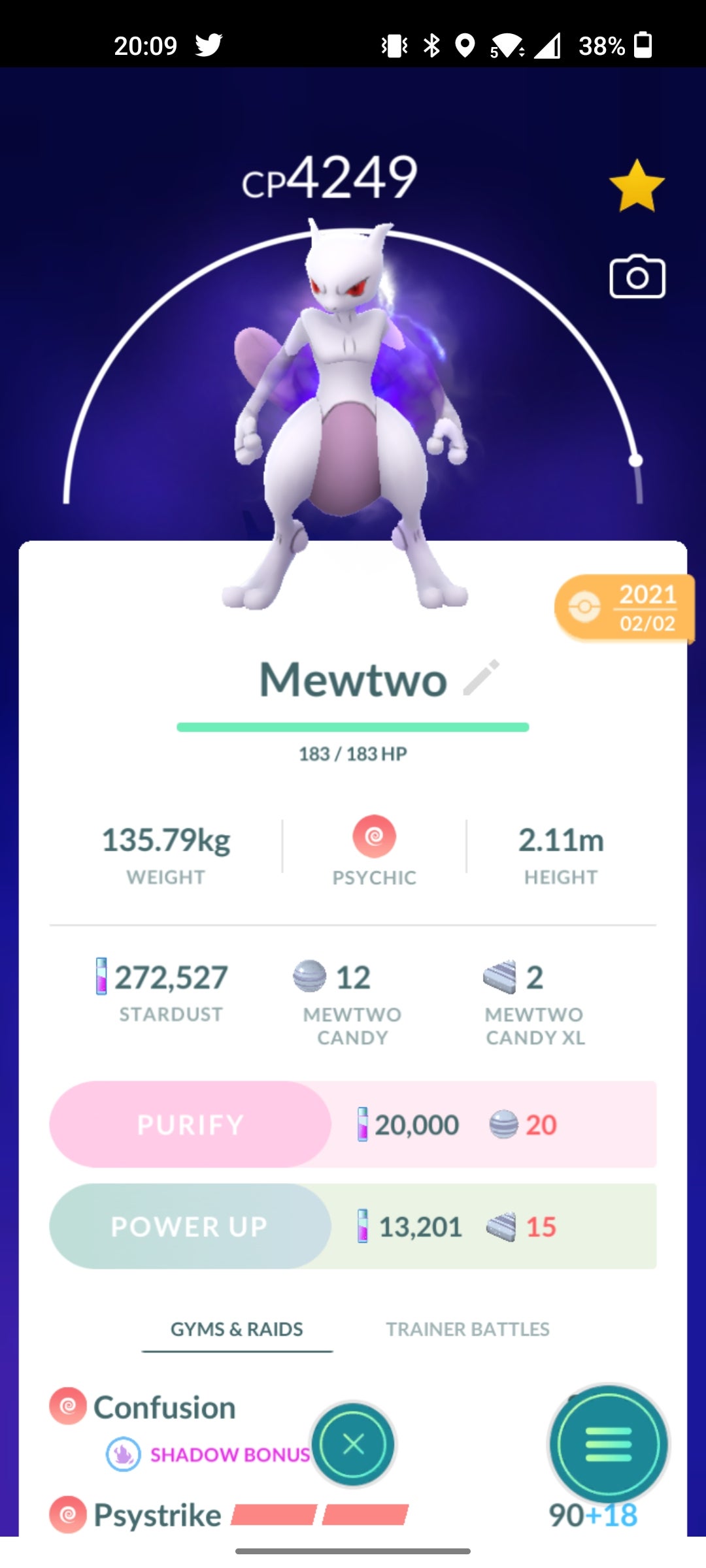 Pokémon Go Shadow Mewtwo screen