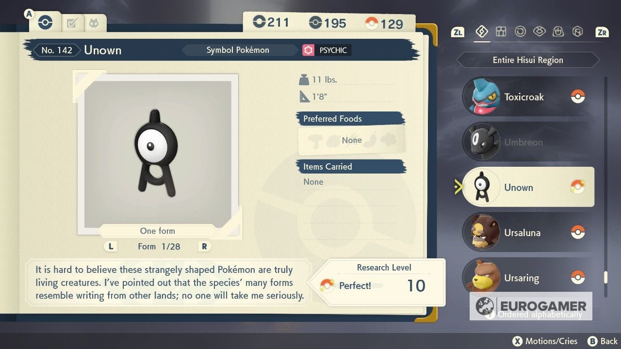 Pok mon Legends Arceus Unown locations - 32