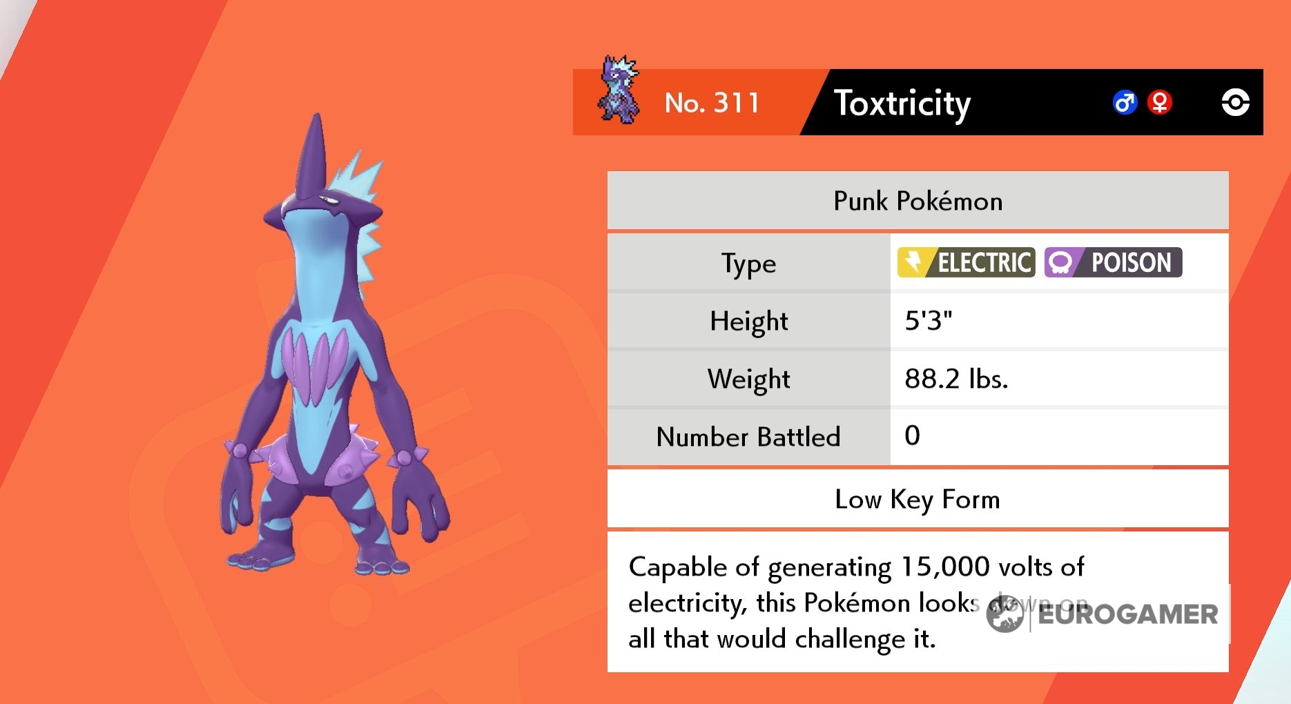 Pokémon Sword and Shield Toxel evolution method how to evolve Toxel into Toxtricity with Low Key Form and Amped Form explained