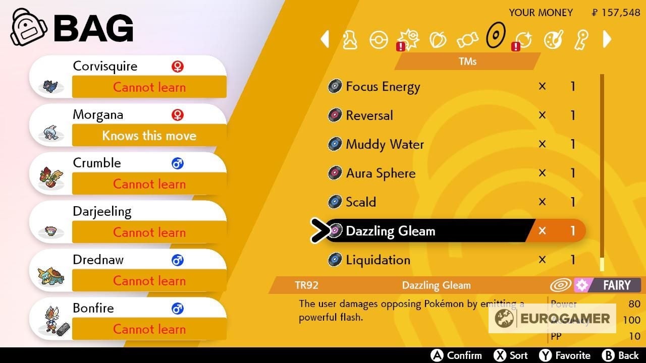 Pok mon Sword and Shield TR List and how to get TRs explained - 96