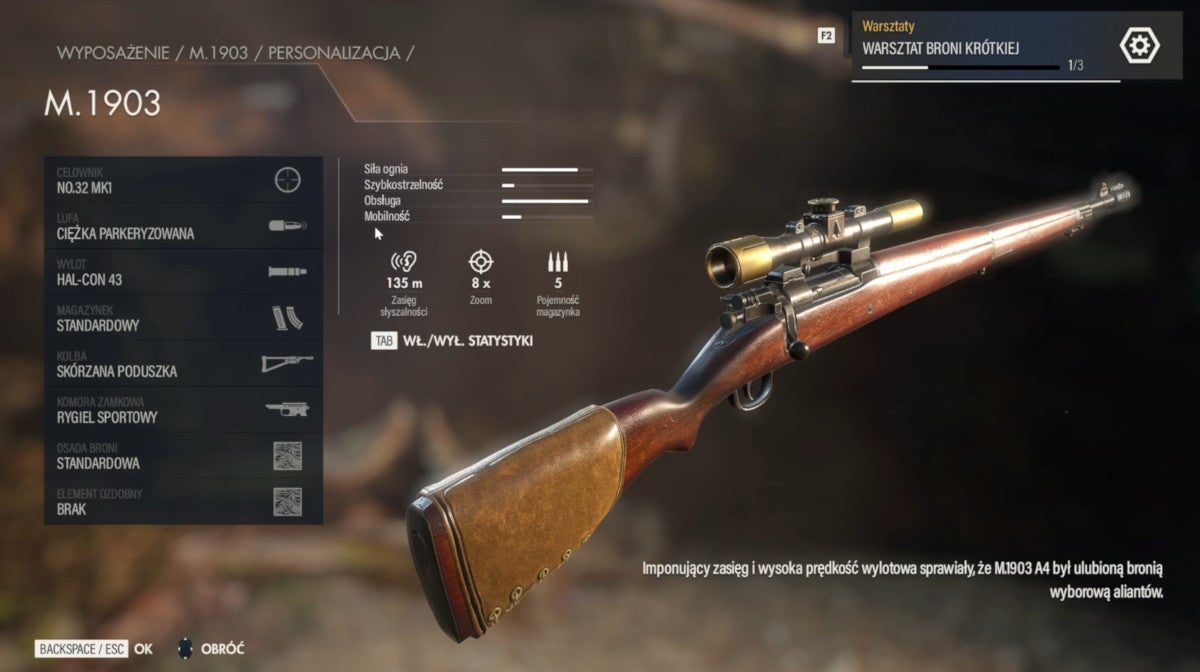 Obrazki dla Sniper Elite 5 - modyfikacja broni, jak zdobyć nowe części