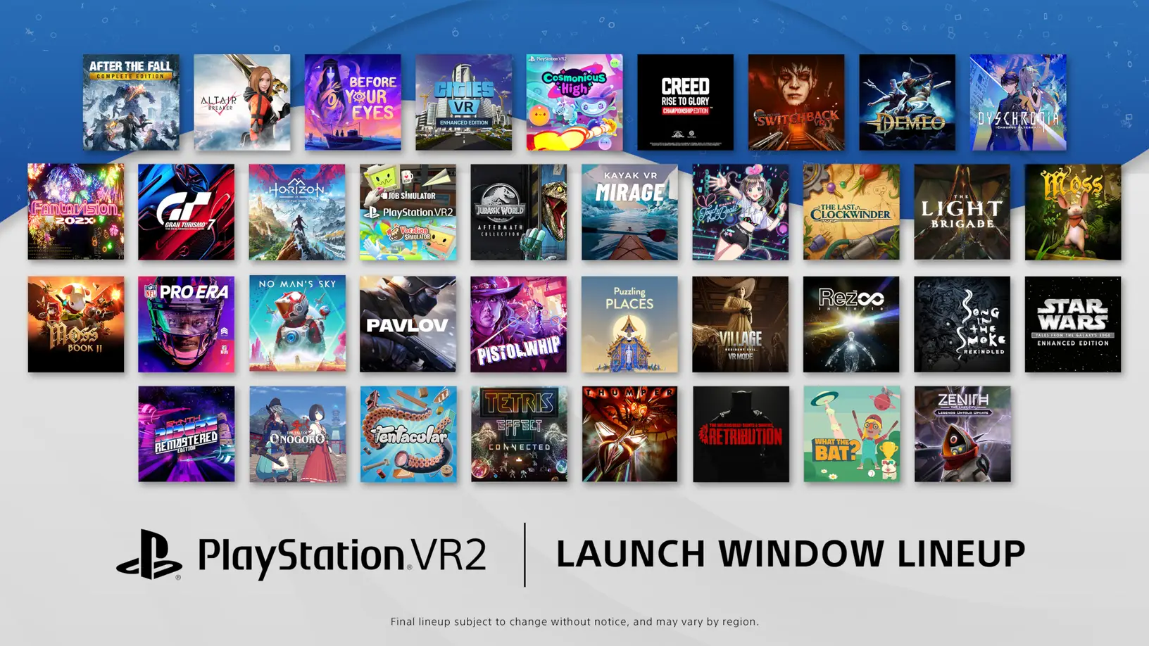 Afbeeldingen van Sony onthult 13 nieuwe PSVR2 launch games