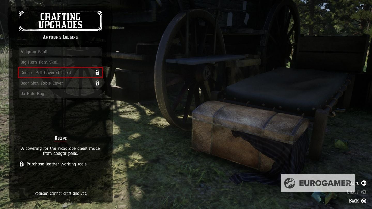 Red Dead Redemption 2 camp upgrades list  how to get Leather Working Tools - 85