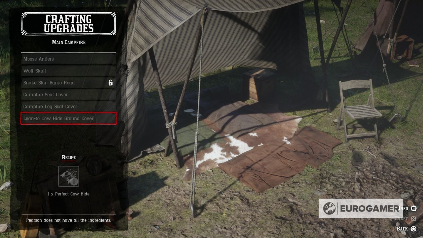 Red Dead Redemption 2 camp upgrades list  how to get Leather Working Tools - 48