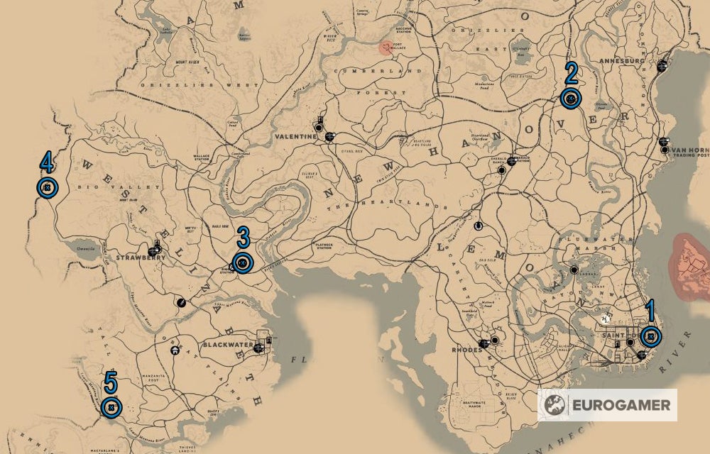 Red Redemption 2: Trapper finden - Karte mit allen Locations |