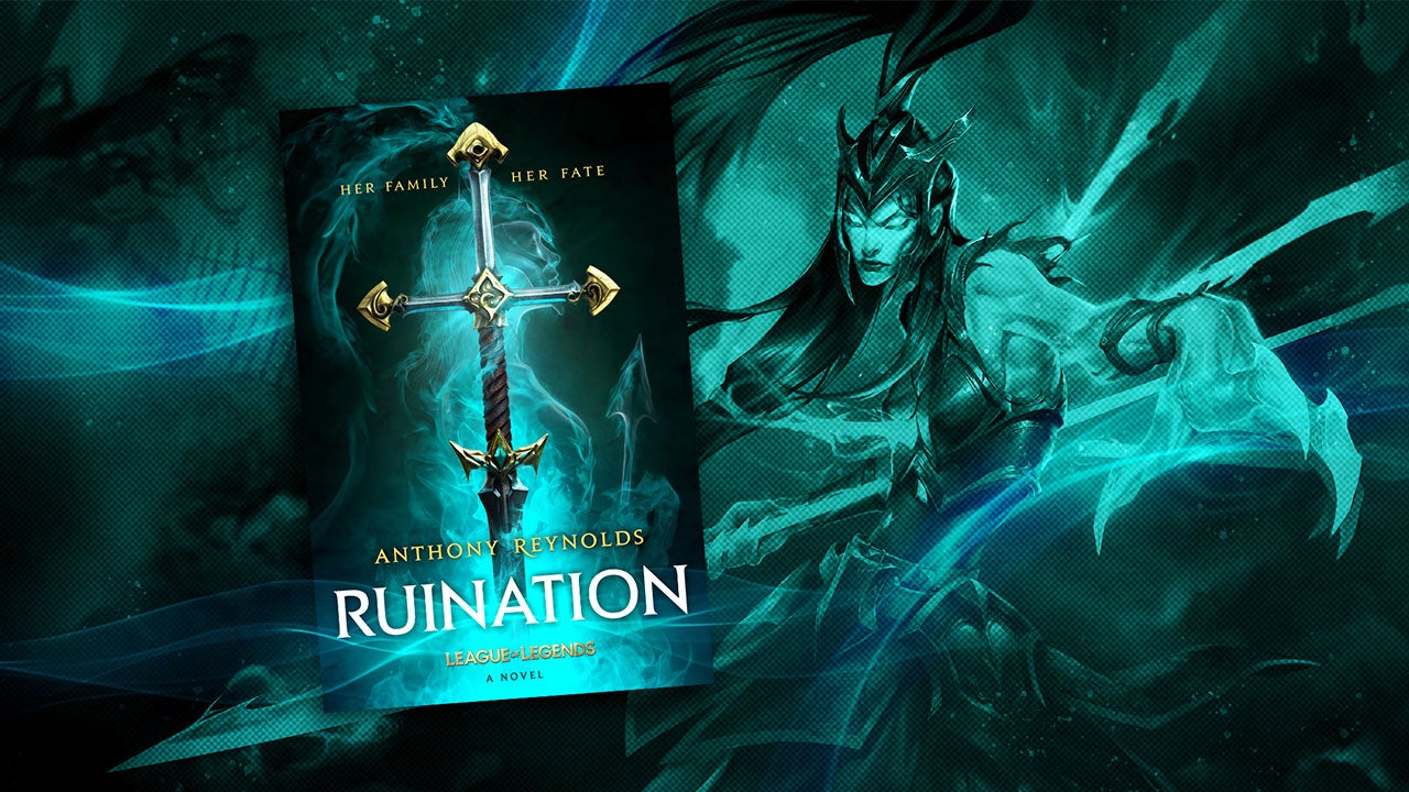 LoL State of the Game: the cover of Ruination, a LoL book, over Kalista's splash art