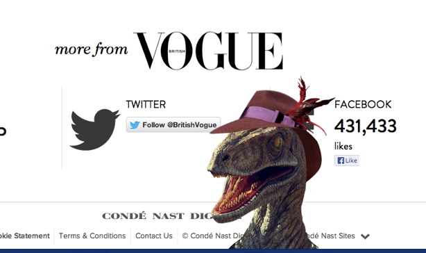 Konami Code unlocks dinosaur in hat on Vogue website 
